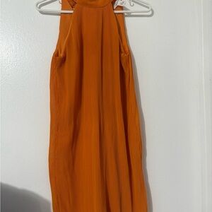 Chic Sleeveless Orange Midi Dress